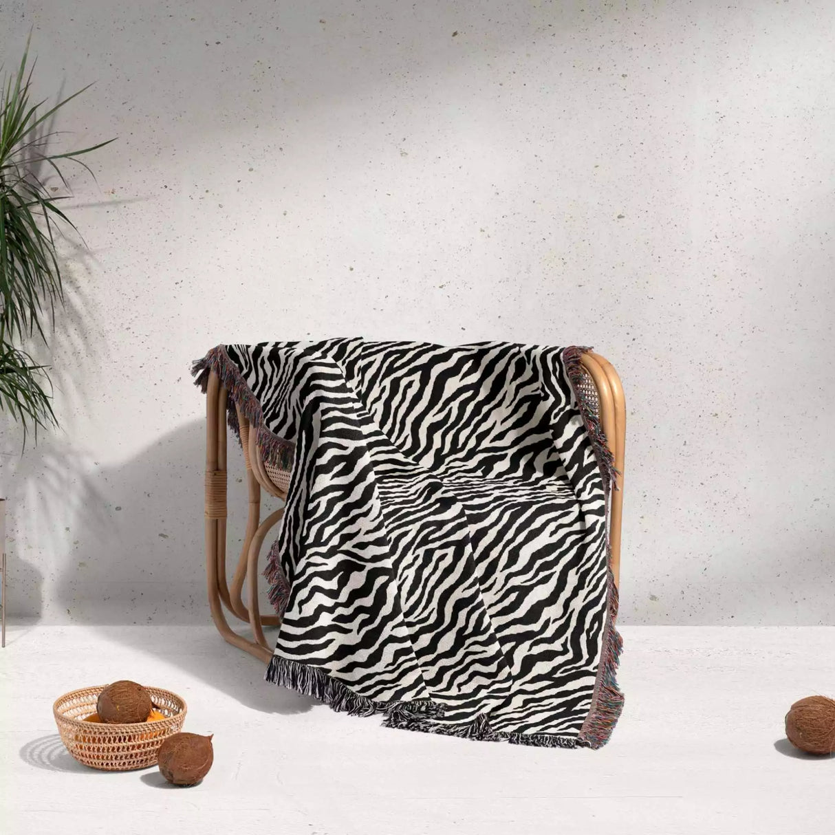 Zebra Print Black and White Woven Throw Blanket and Tapestry - DesignerOllie.com