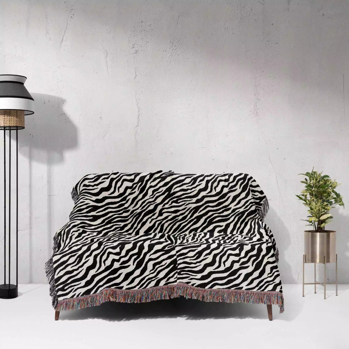 Zebra Print Black and White Woven Throw Blanket and Tapestry - DesignerOllie.com