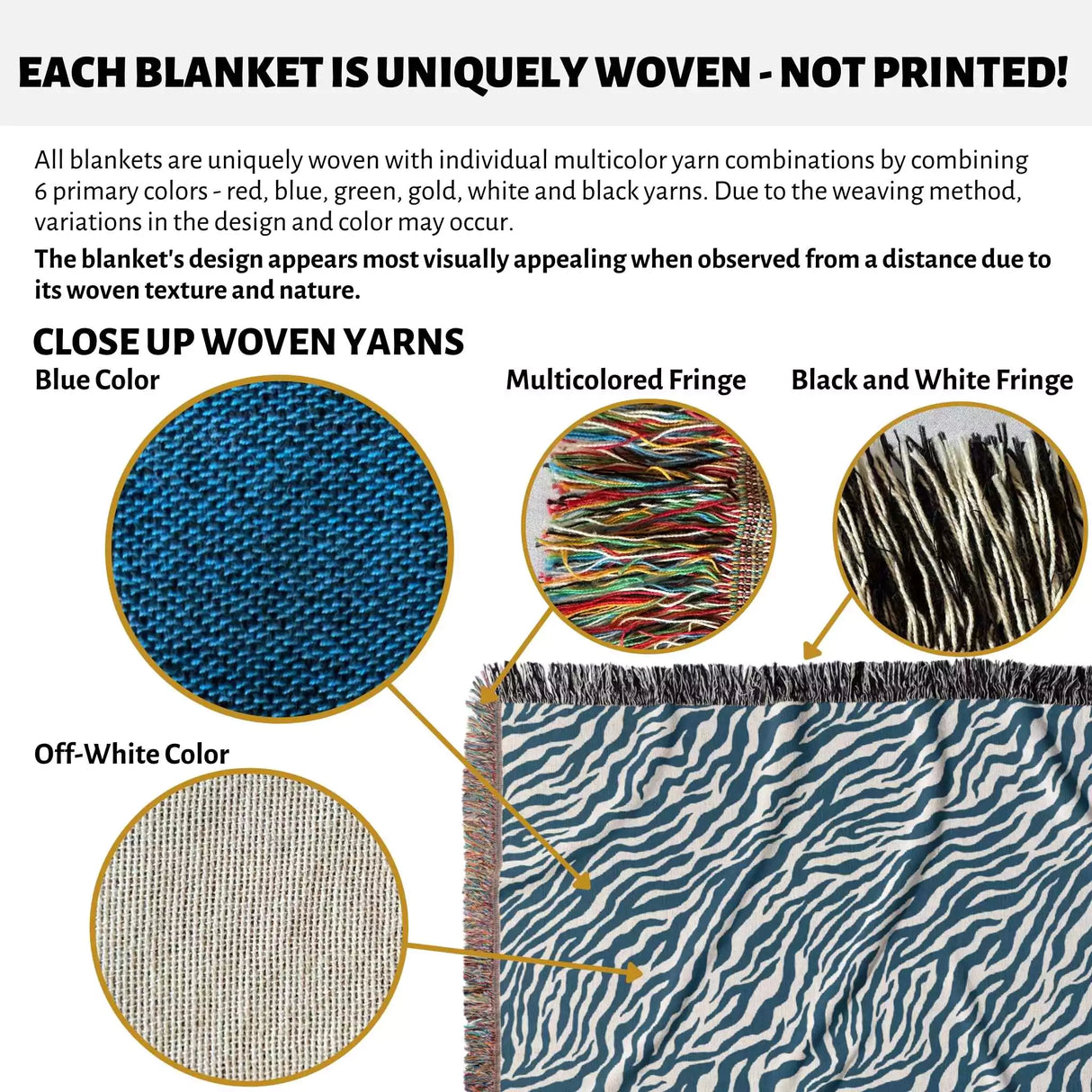 Zebra Print Blue Woven Throw Blanket and Tapestry - DesignerOllie.com