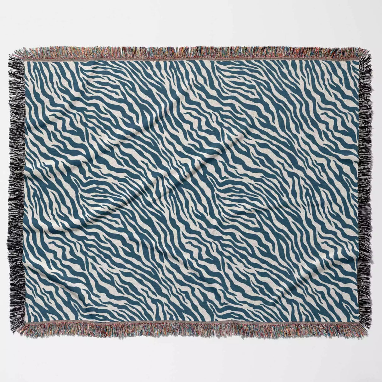 Zebra Print Blue Woven Throw Blanket and Tapestry - DesignerOllie.com