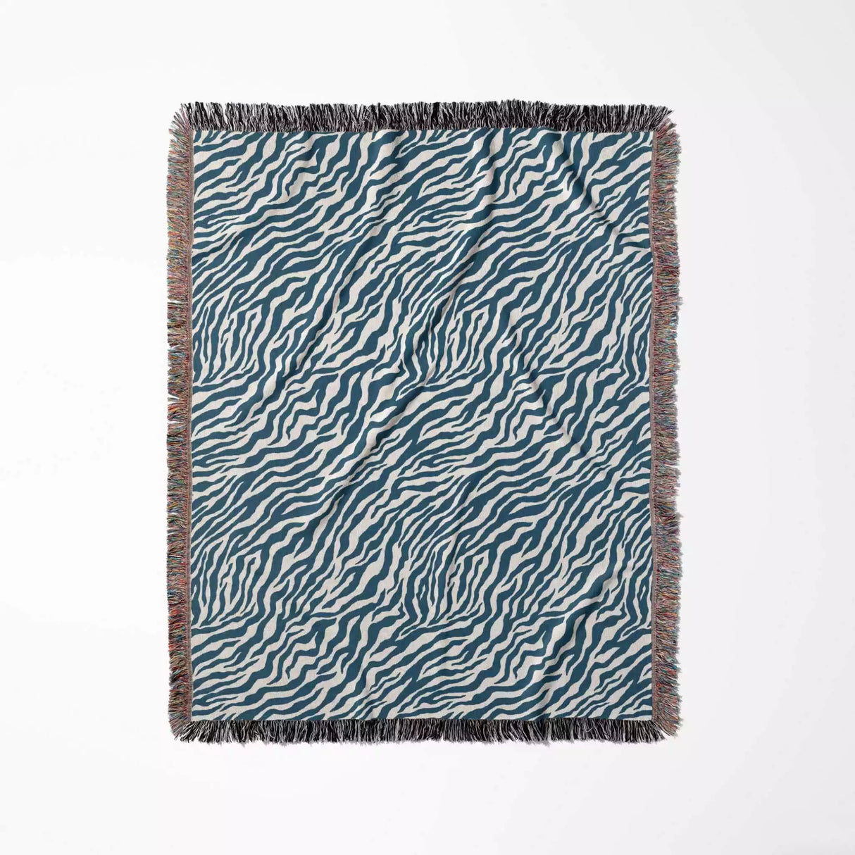 Zebra Print Blue Woven Throw Blanket and Tapestry - DesignerOllie.com