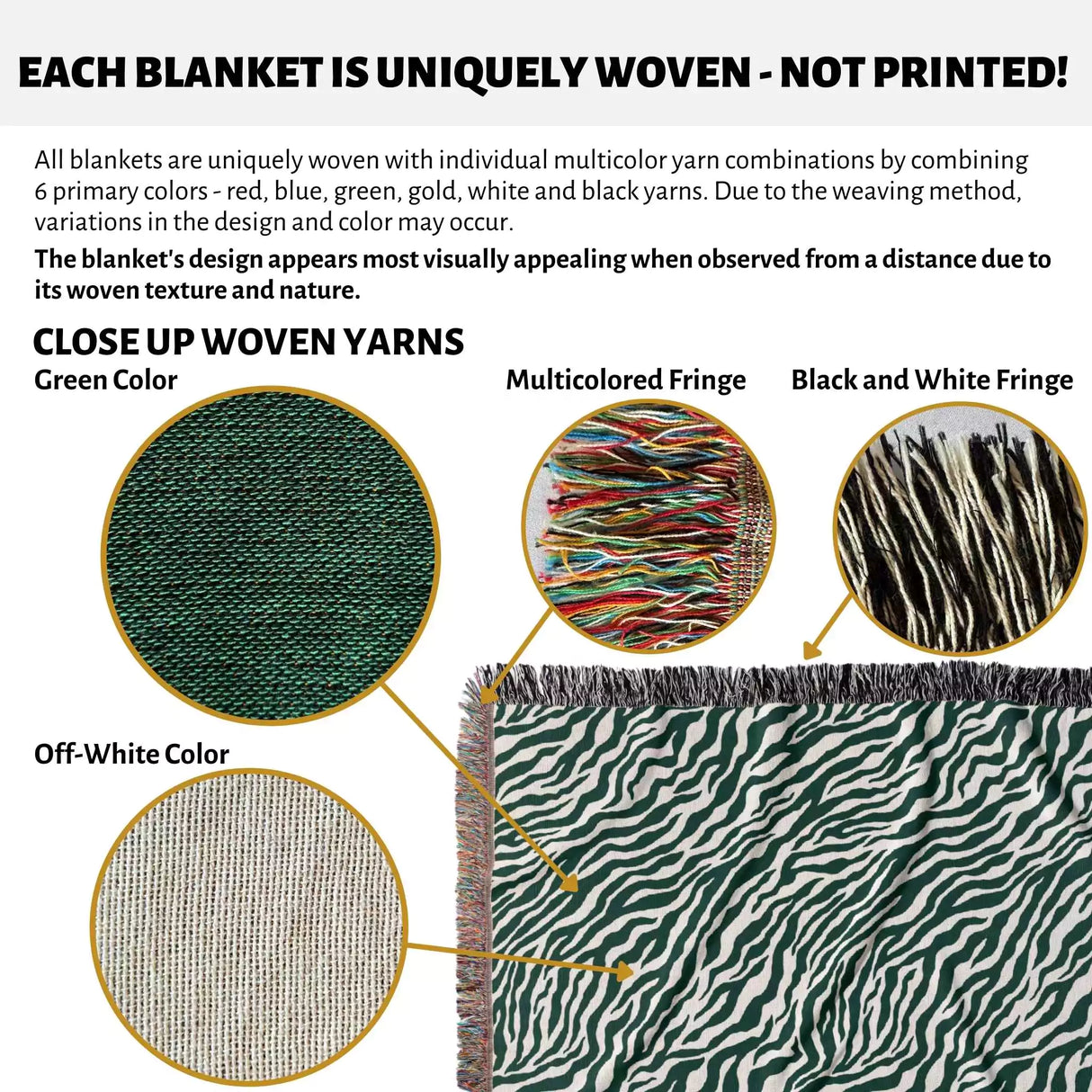 Zebra Print Forest Green Woven Throw Blanket and Tapestry - DesignerOllie.com