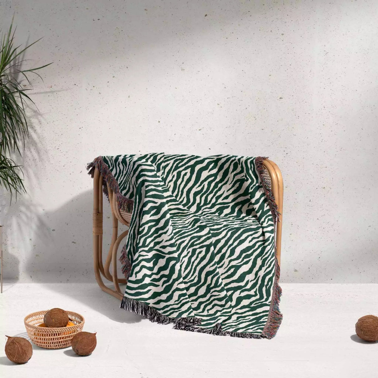 Zebra Print Forest Green Woven Throw Blanket and Tapestry - DesignerOllie.com
