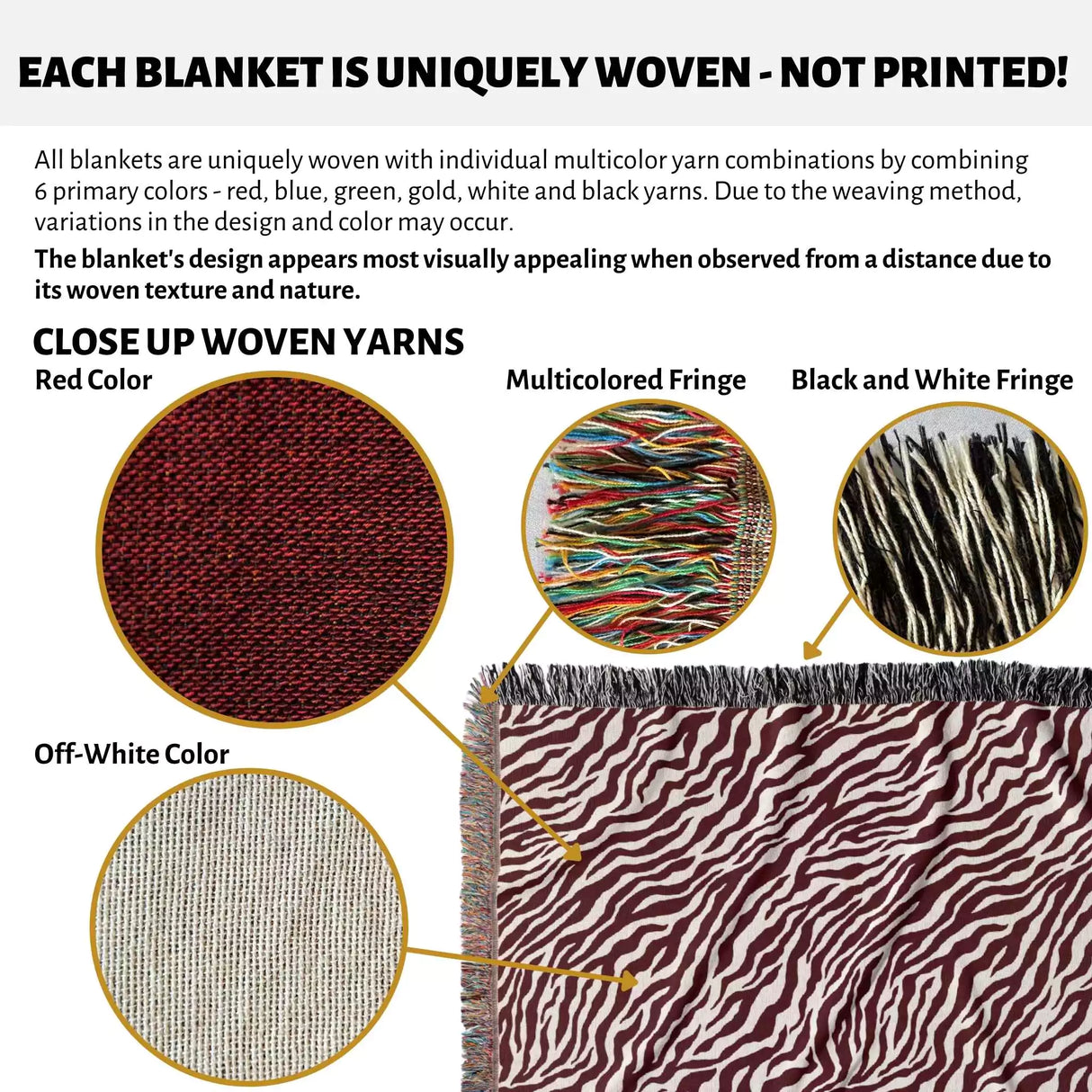 Zebra Print Red Woven Throw Blanket and Tapestry - DesignerOllie.com