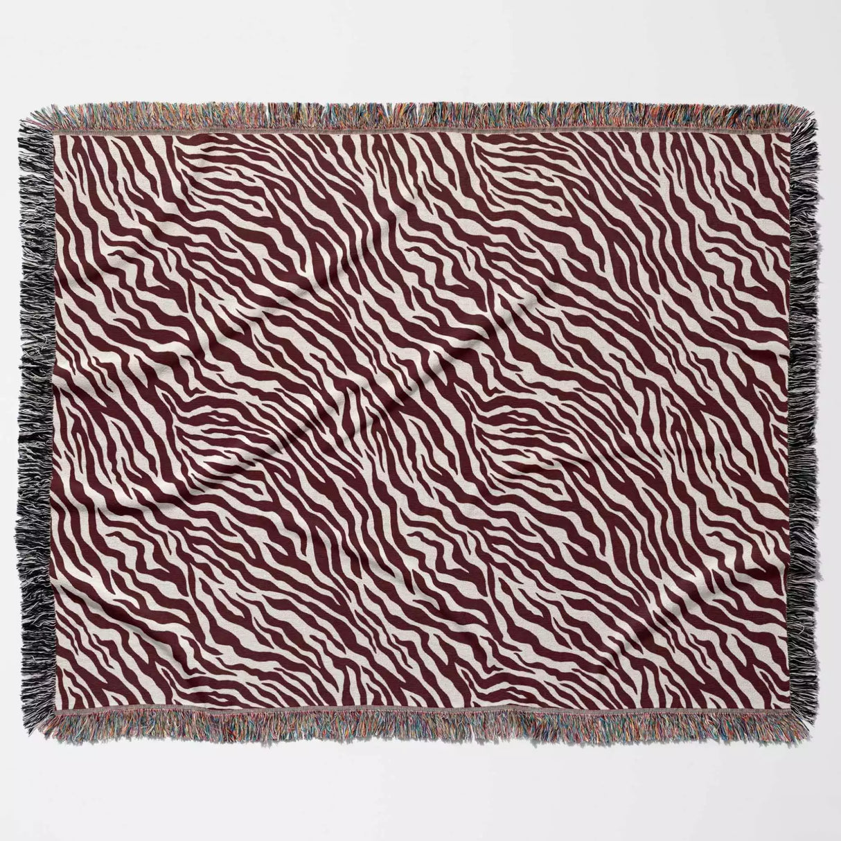 Zebra Print Red Woven Throw Blanket and Tapestry - DesignerOllie.com