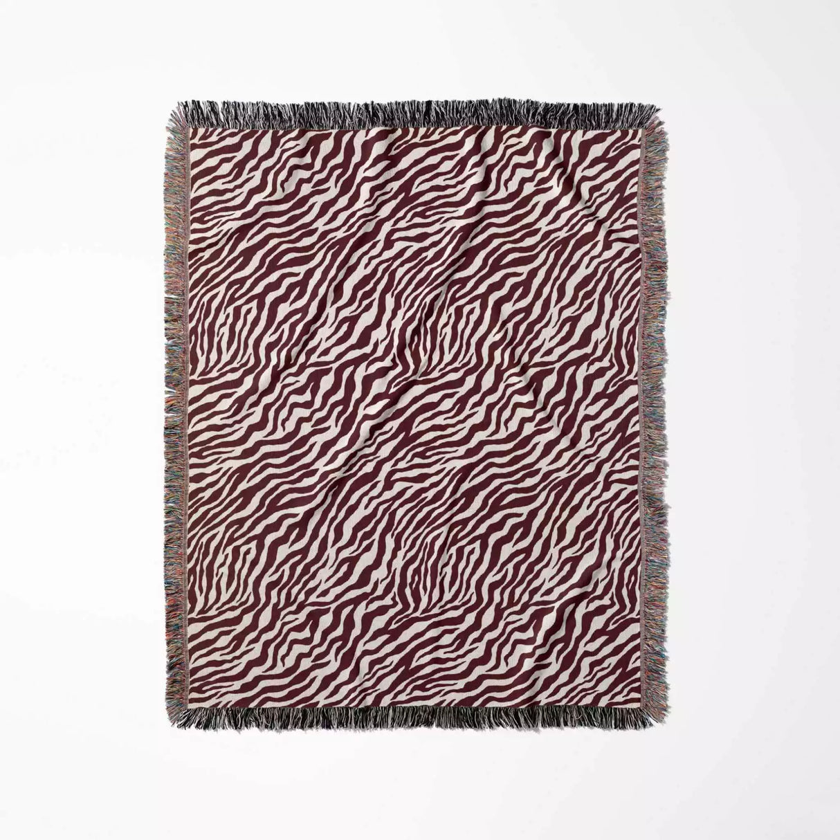 Zebra Print Red Woven Throw Blanket and Tapestry - DesignerOllie.com