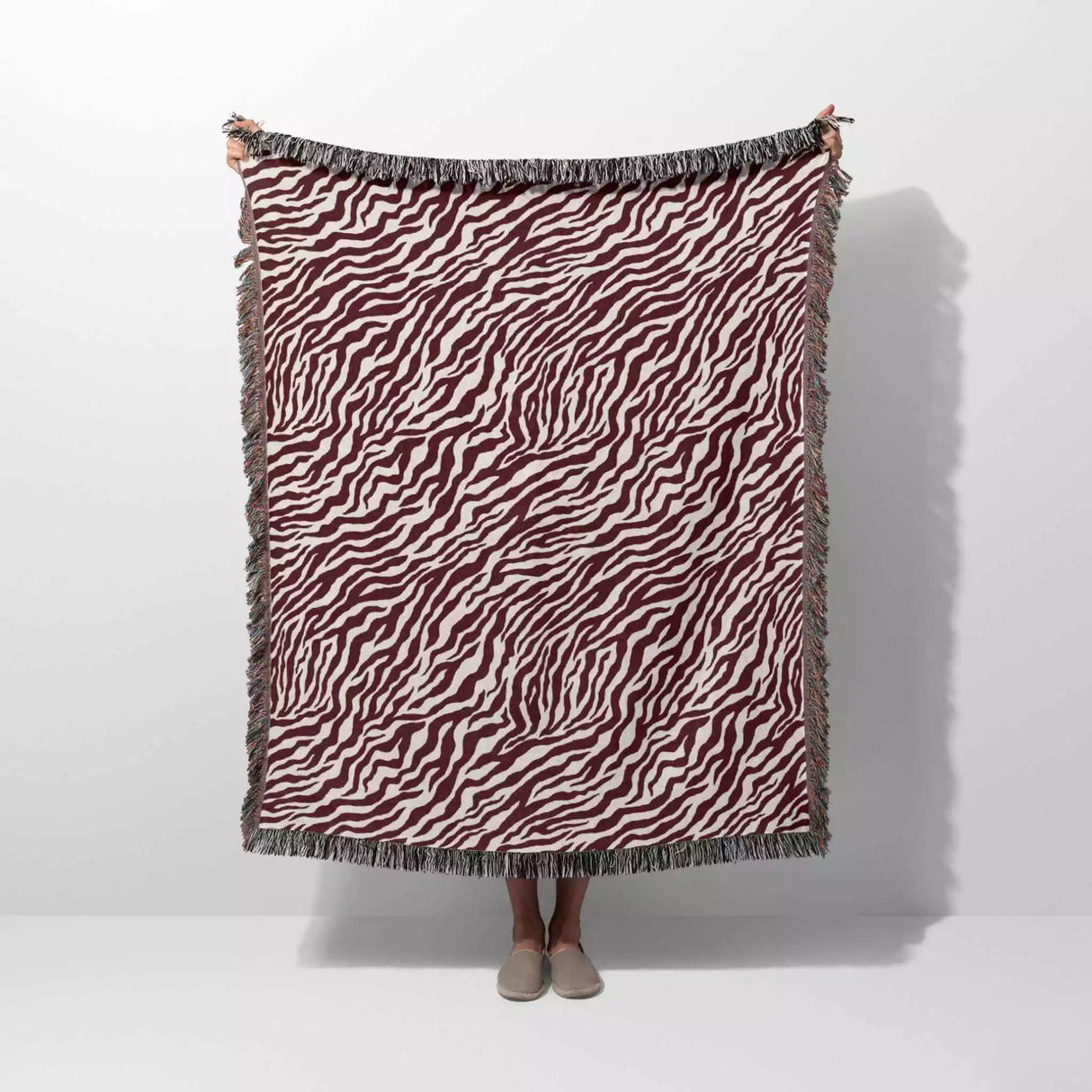 Zebra Print Red Woven Throw Blanket and Tapestry - DesignerOllie.com