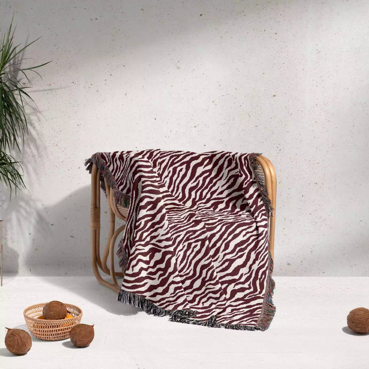 Zebra Print Red Woven Throw Blanket and Tapestry - DesignerOllie.com