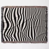 Abstract Art Waves Black and White Monochrome Woven Throw Blanket and Tapestry - DesignerOllie.com