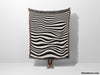 Abstract Art Waves Black and White Monochrome Woven Throw Blanket and Tapestry