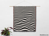 Abstract Art Waves Black and White Monochrome Woven Throw Blanket and Tapestry