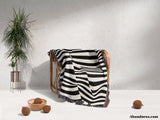 Abstract Art Waves Black and White Monochrome Woven Throw Blanket and Tapestry