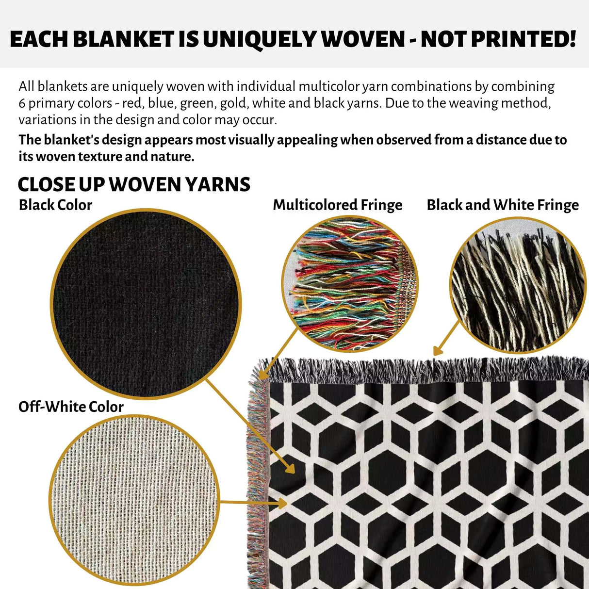 Abstract Geometric Art Black and White Monochrome Woven Throw Blanket and Tapestry - DesignerOllie.com