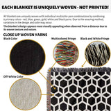 Abstract Geometric Art Black and White Monochrome Woven Throw Blanket and Tapestry - DesignerOllie.com