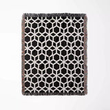 Abstract Geometric Art Black and White Monochrome Woven Throw Blanket and Tapestry - DesignerOllie.com