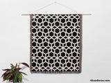 Abstract Geometric Art Black and White Monochrome Woven Throw Blanket and Tapestry