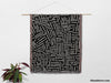 Abstract Hand Drawn Lines Black and White Monochrome Woven Throw Blanket and Tapestry