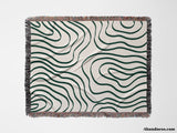 Abstract Lines Forest Green Woven Throw Blanket and Tapestry