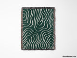 Abstract Lines Modern Art Forest Green Woven Throw Blanket and Tapestry