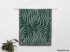 Abstract Lines Modern Art Forest Green Woven Throw Blanket and Tapestry