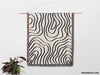 Abstract Lines Modern Black and White Woven Throw Blanket and Tapestry