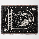 Aquarius Zodiac Sign Astrology Woman Woven Throw Blanket Tapestry