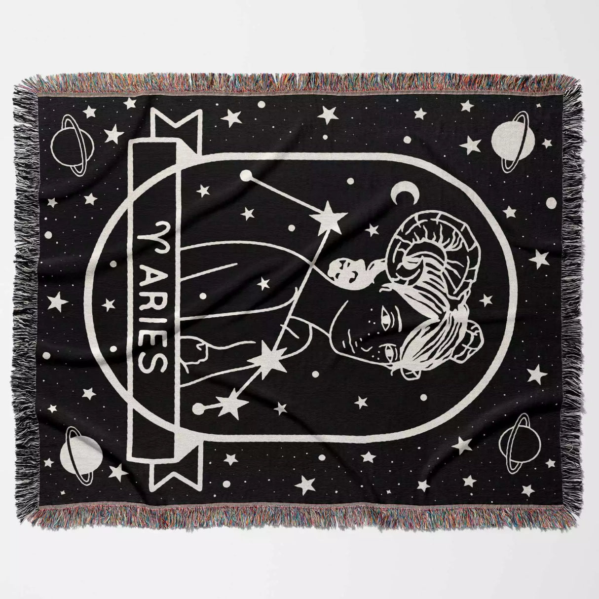 Aries Zodiac Sign Astrology Woman Woven Throw Blanket Tapestry - DesignerOllie.com