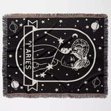 Aries Zodiac Sign Astrology Woman Woven Throw Blanket Tapestry - DesignerOllie.com
