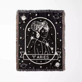 Aries Zodiac Sign Astrology Woman Woven Throw Blanket Tapestry - DesignerOllie.com