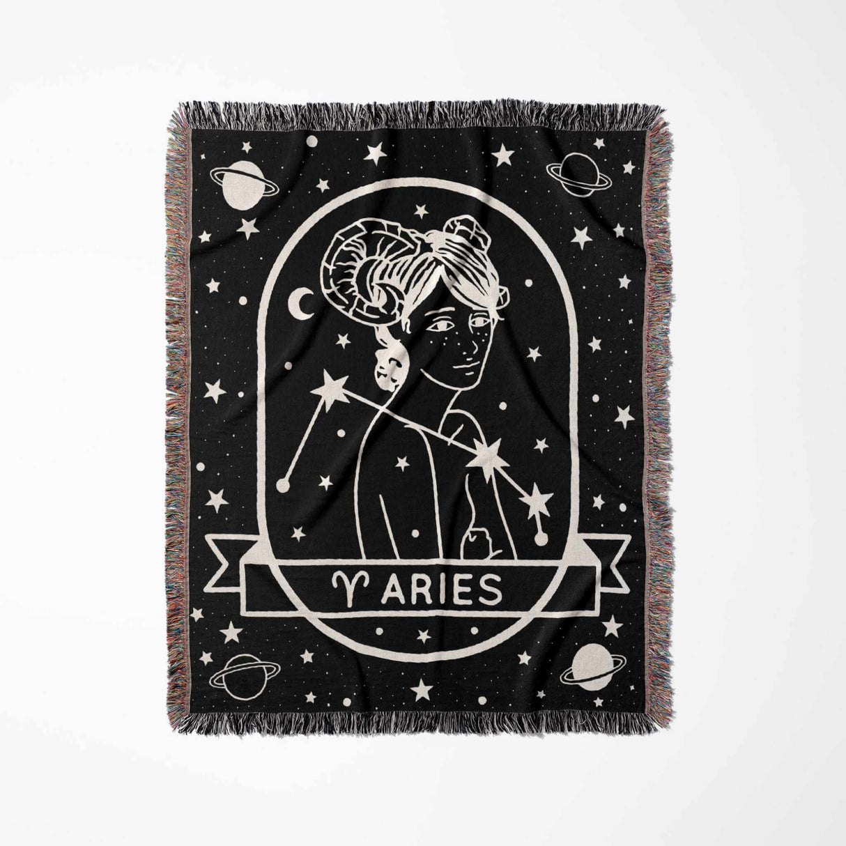 Aries Zodiac Sign Astrology Woman Woven Throw Blanket Tapestry