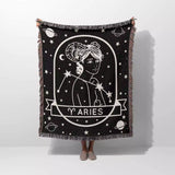 Aries Zodiac Sign Astrology Woman Woven Throw Blanket Tapestry - DesignerOllie.com