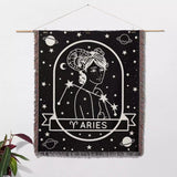 Aries Zodiac Sign Astrology Woman Woven Throw Blanket Tapestry - DesignerOllie.com