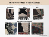 Checkered Black and Blue Woven Throw Blanket and Tapestry