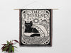 Black Cat Tarot Card The Emperor Black and White Woven Throw Blanket and Tapestry