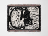 Black Cat Tarot Card The Empress Black and White Woven Throw Blanket and Tapestry