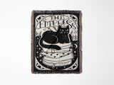 Black Cat Tarot Card The Empress Black and White Woven Throw Blanket and Tapestry