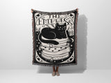 Black Cat Tarot Card The Empress Black and White Woven Throw Blanket and Tapestry