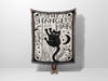 Black Cat Tarot Card The Hanged Man Black and White Woven Throw Blanket and Tapestry