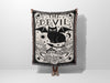 Black Cat Tarot Card The Little Devil Black and White Woven Throw Blanket and Tapestry