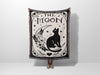 Black Cat Tarot Card The Moon Black and White Woven Throw Blanket and Tapestry