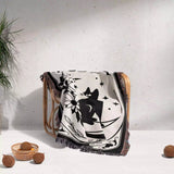 Black Cat Tarot Card The Moon Black and White Woven Throw Blanket and Tapestry - DesignerOllie.com