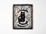 Black Cat Tarot Card The Star Black and White Woven Throw Blanket and Tapestry