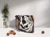 Black Cat Tarot Card The Star Black and White Woven Throw Blanket and Tapestry