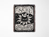 Black Cat Tarot Card The Sun Black and White Woven Throw Blanket and Tapestry