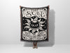 Black Cat Tarot Card The Sun Black and White Woven Throw Blanket and Tapestry