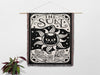 Black Cat Tarot Card The Sun Black and White Woven Throw Blanket and Tapestry