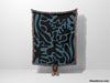 Black and Blue Coral Matisse Woven Throw Blanket