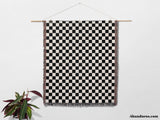 Black and White Checker Woven Throw Blanket