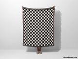 Black and White Checker Woven Throw Blanket