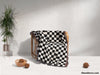 Black and White Checker Woven Throw Blanket